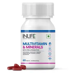 Inlife - Multivitamin Tablets For Men & Women With Ginseng & Prebiotic  Probiotic | Multivitamin Supplement With Vitamin B12, C, D, E, Zinc & Biotin Tablet For Hair, Eye, Immunity (60 Tablets) icon