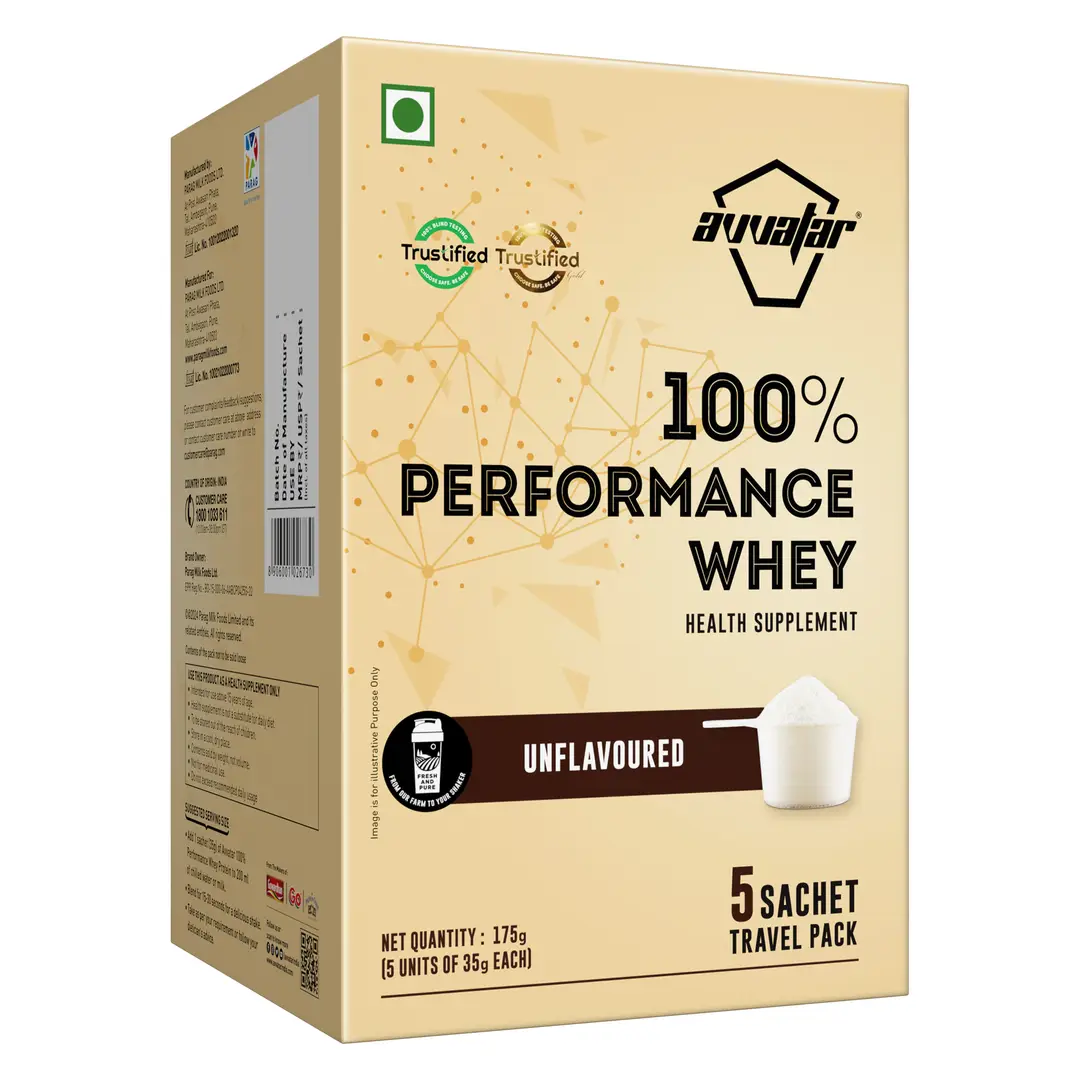 Avvatar Performance Whey Protein (Travel Pack) with 28g Protein for Building Strength and Enabling Muscle Growth