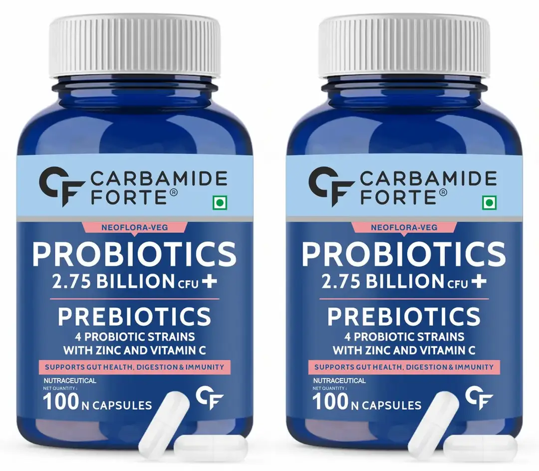 Carbamide Forte Probiotics Supplement 2.75 Billion for Gut Health and Digestion - Pack of 2 (200 Capsules)