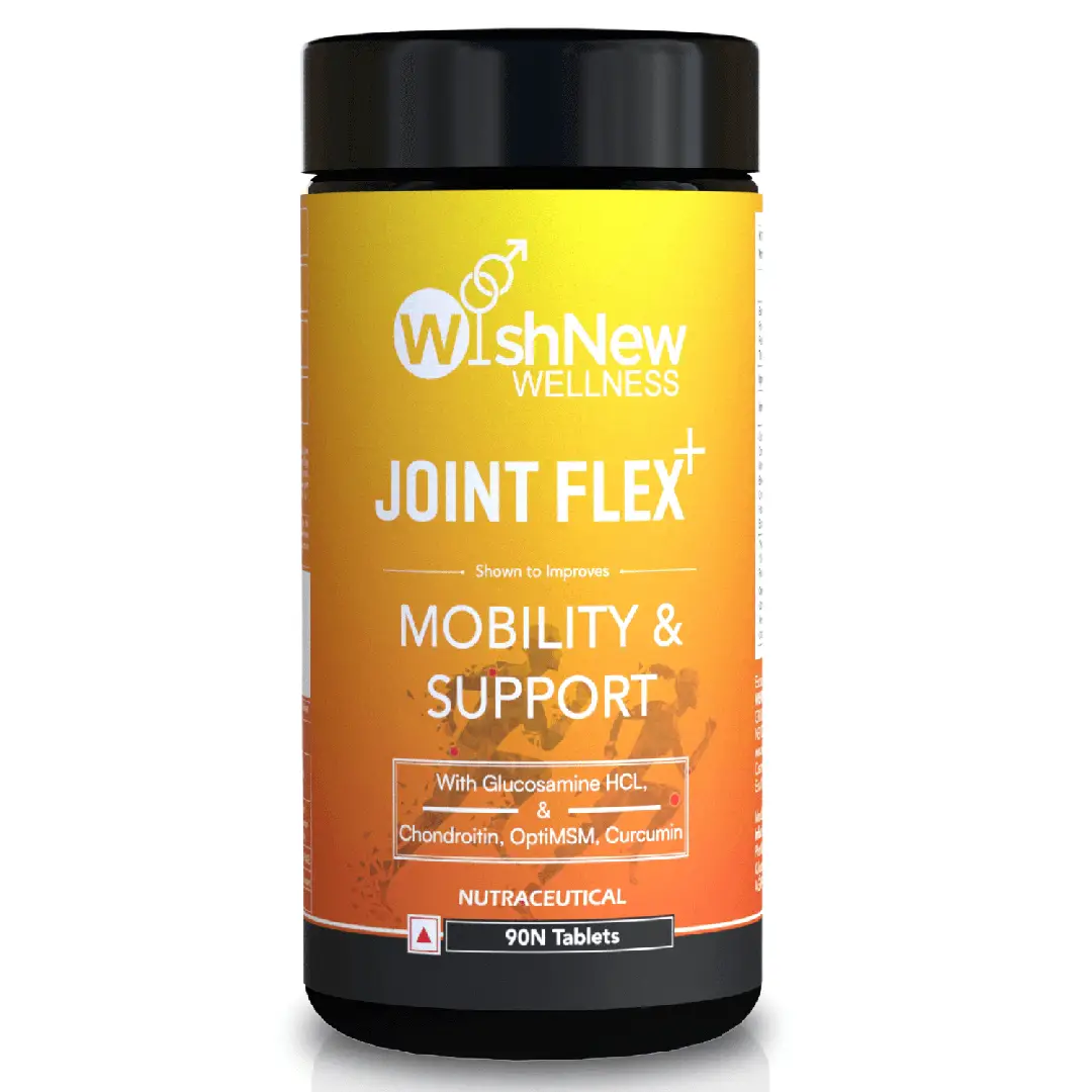 Wishnew Wellness Joint Flex+ Comprehensive Joint Support With Glucosamine and Chondroitin for Improving Mobility and Flexibility - Pack of 1(90 Tablets)