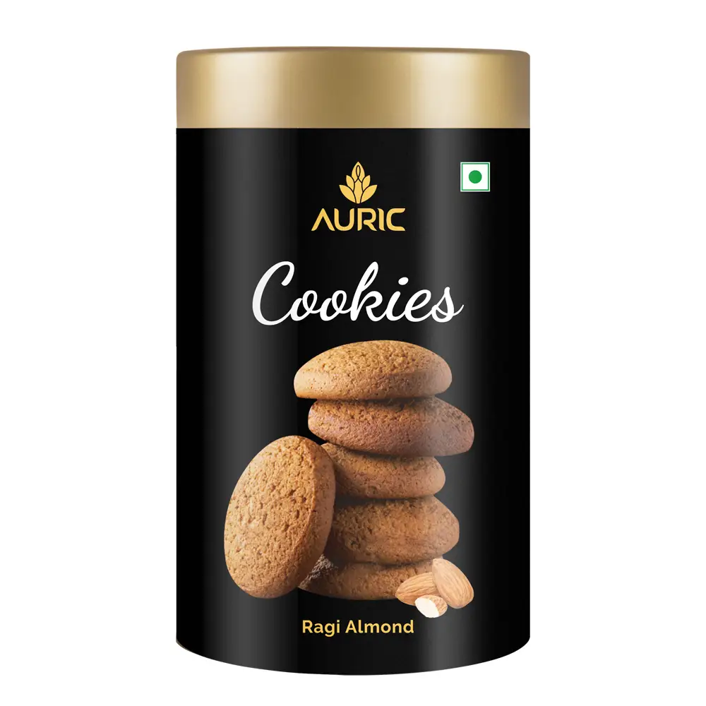 Auric Millet Almond Cookies with Ragi Flour for High Protein - Pack of 1 (10 Cookies)