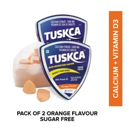 Lifezen - Tuskca Calcium with Vitamin D3 Sugar Free Chewable Tablet Orange - Helps to improve bone mineral density. Reduce the risk of osteoporosis and osteopenia icon