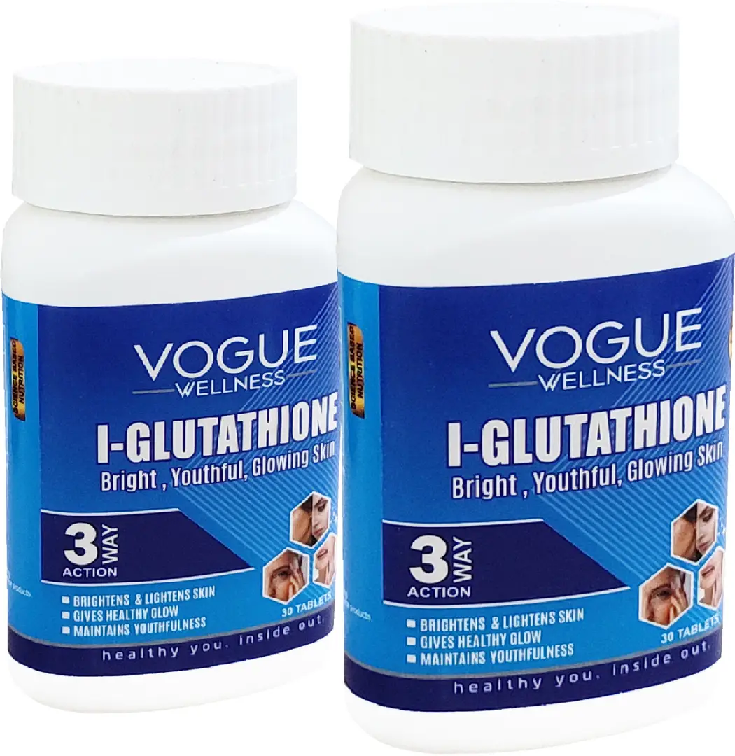 Vogue Wellness L Glutathione for Healthy Glowing Skin and Reduce Pigmentation - Pack of 2 (60 Tablets)