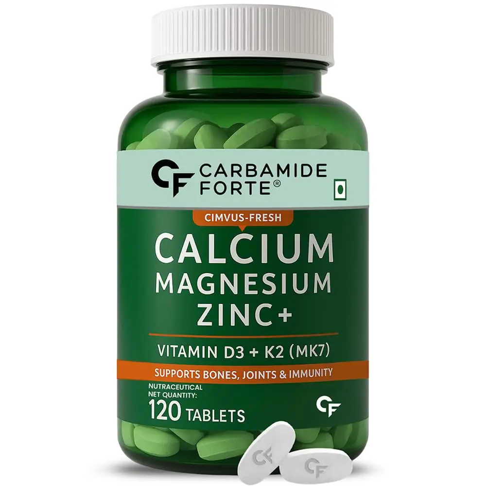 Carbamide Forte - Calcium 1200mg with Magnesium, Zinc, Vitamin D,K2 & B12 | Calcium for Women & Men - Pack of 1 (120 Tablets)