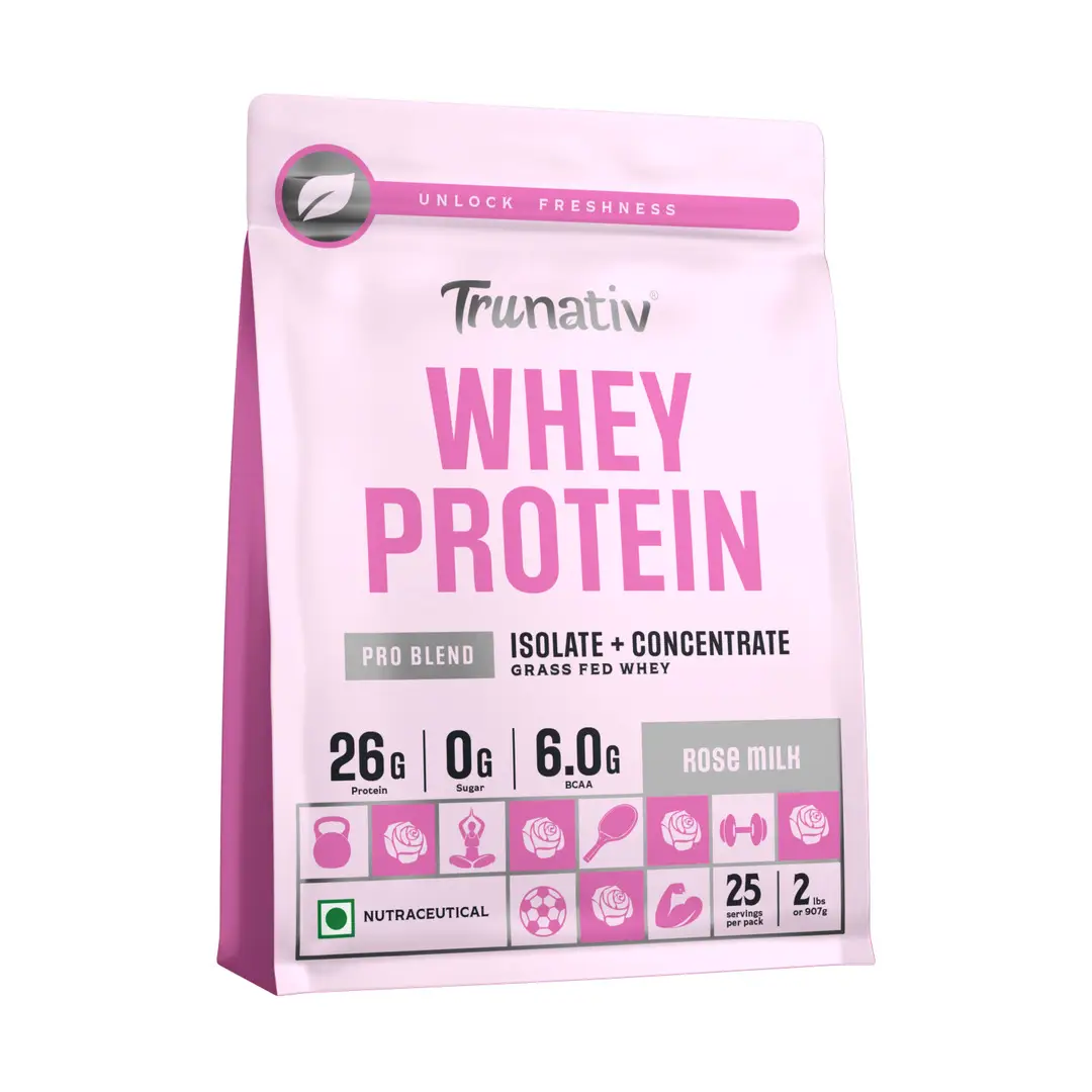 Trunativ Pro Blend Whey Protein with Grass-Fed Isolate & Concentrate for Muscle Recovery and Strength - Rose Milk,2 lb