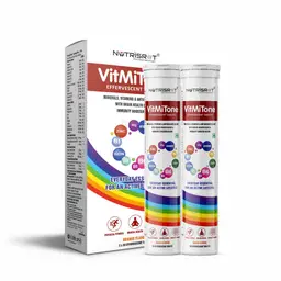 NUTRISROT̖ -  VitMiTone MultiVitamin Effervescent - With Vitamins A, B1, B2, B3, B5, B6, Biotin, Folate, B12, C, D3, K2-7 - For Minerals, Antioxidants, Immunity and Brain Health Booster icon