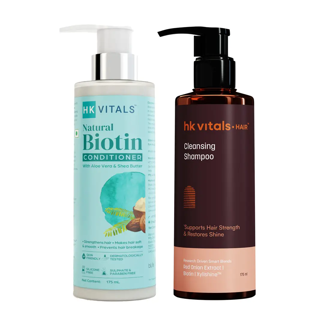 hk vitals Biotin Shampoo and Conditioner (175ml Each) Combo Pack | Strengthens & Softens Hair, Restores Shine, Prevents Hair Breakage | All Hair Types - (Combo Pack)