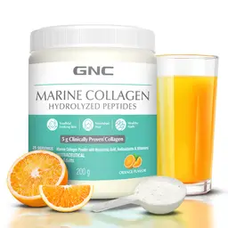 GNC Marine Collagen Powder Hydrolyzed Peptides with Hyaluronic Acid for Youthful Looking Skin, Nourished Hair and Healthy Skin
