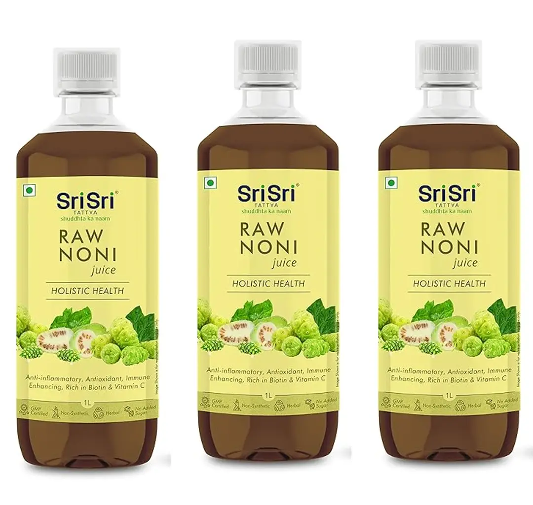 Sri Sri Tattva Raw Noni Juice - Holistic Health - High in Nutrient, Rich in Vitamin C, Biotin and Minerals, helps support your immune system - Pack of 3 (3000 ml)