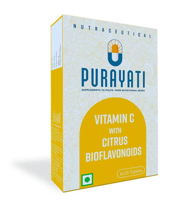 Purayati Vitamin C Supplement | Supplement added with natural sources of Vitamin C | 60 Tablets - Pack of 1 (60 Tablets)