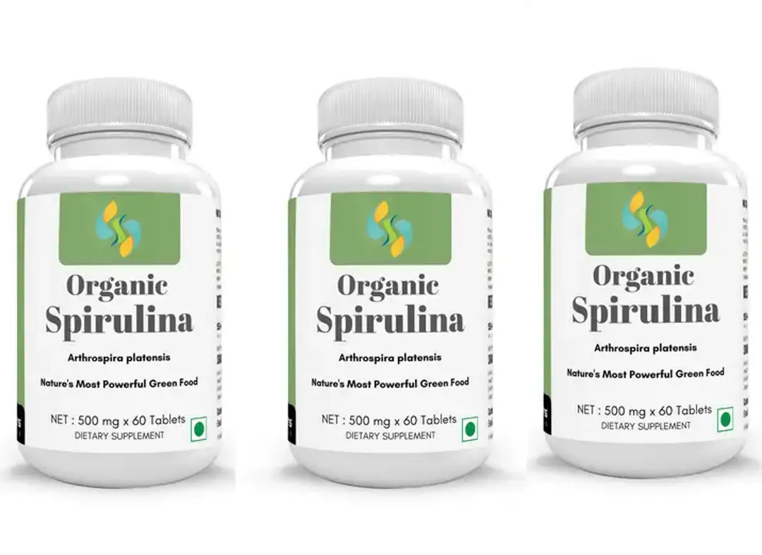 Sharrets Organic Spirulina Tablets - for Weight Loss Skin Hair & Immunity - Pack of 3 (180 Tablets)