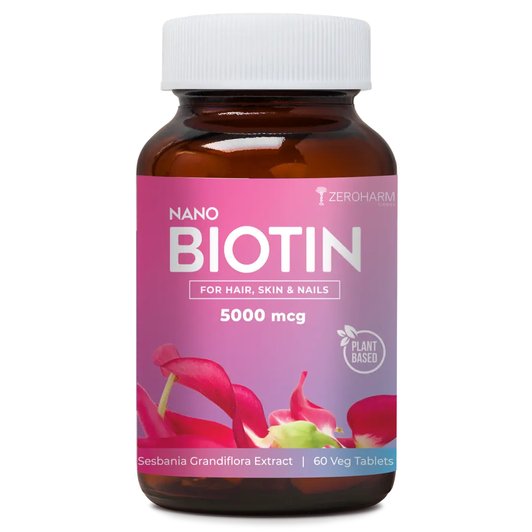 Zeroharm - Nano-Biotin for Hair, Skin and Nails - Pack of 1 (60 Tablets)