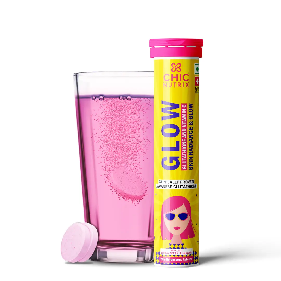 Chicnutrix Glow Glutathione and Vitamin C for Skin Radiance - Pack of 1 (20 Effervescent Tablets)