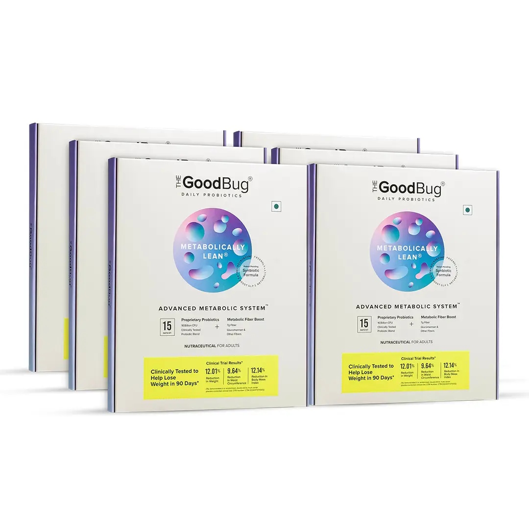 The Good Bug Advance Metabolic System with L- Carnitine Tartrate & Prebiotics Fiber Blend for Weight Management and Boosts Metabolism - Pack of 6 (90 Sachets)