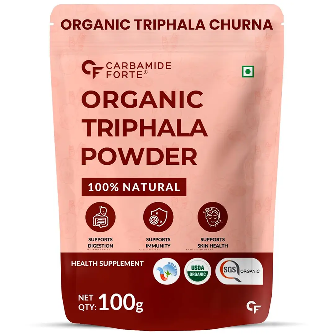 Carbamide Forte Triphala Churna Powder 100% Organic | Triphala Powder Organic With Swarna Amalaki, Haritaki, and Bibhitaki | - Unflavoured,100 gm
