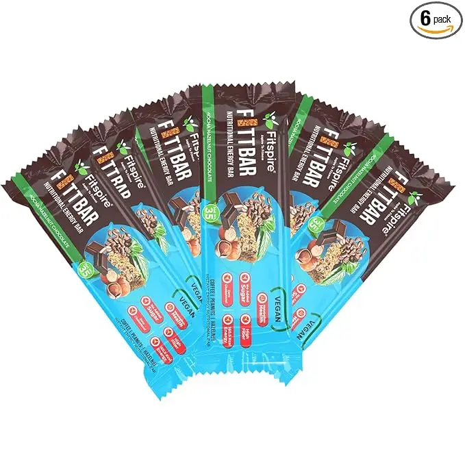 Fitspire Fit Nutritional Energy Bar with Almonds, Oats, and Millets for Healthy Diet Snack - Mocha Hazelnut,6 Bars