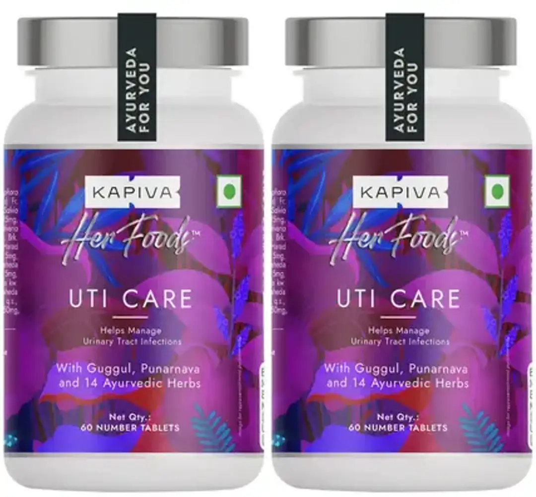 Kapiva Her Foods - UTI Care - Helps Manage Urinary Tract infections - Pack of 2 (120 Capsules)