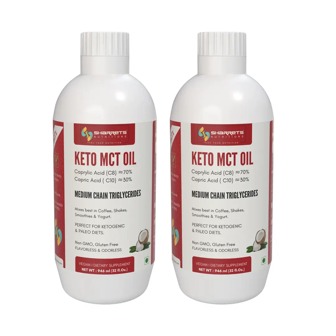Sharrets Vegan Keto MCT Oil for Fat loss, Intermittent fasting and Energy - Pack of 2 (1892 ml)