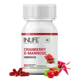 INLIFE - Cranberry 400mg D-Mannose 400mg & Hibiscus 200mg Extract Urinary Tract UTI Health Supplement Men Women - 60 Vegetarian Capsules icon