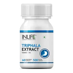 INLIFE - Triphala Extract (Tannins > 15%) Amlaki, Haritaki and Bibhitaki, Digestion Support Supplement Tablet, 500 mg - 60 Vegetarian Capsules icon