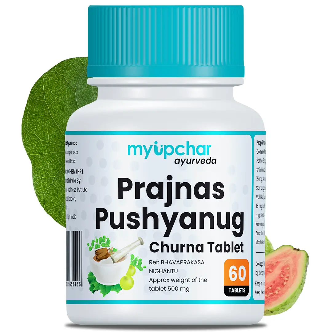 Myupchar Ayurveda Prajnas Pushyanug Churna Tablets with Dhataki, Patha for Pcod & Pcos Problems - Pack of 1 (60 Tablets)