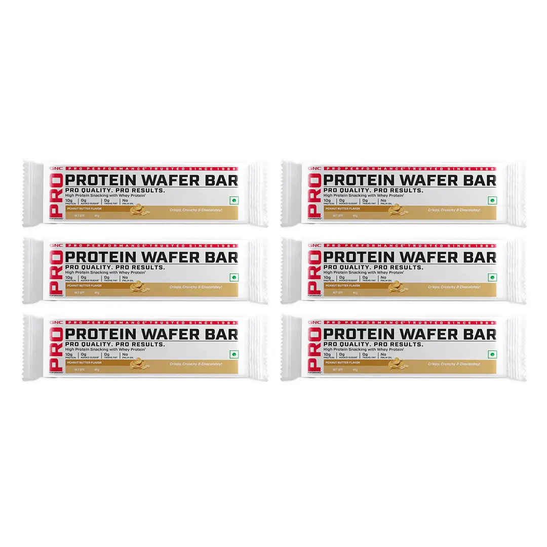 GNC Protein Wafer Bar l Healthy & Tasty Protein Bites l 10g Pure Whey Protein Snack l High Protein Wafer Bars l 0 Trans Fat l 0 Sugar l No Palm Oil - Peanut Butter - Pack of 6