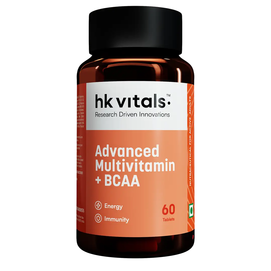 HealthKart -  HK Vitals Advanced Multivitamin with BCAA, Minerals, Amino Acids, Hyaluronic Acid, and Antioxidants, For Immunity & Energy, 60 Multivitamin Tablets - Pack of 1 (60 Tablets)