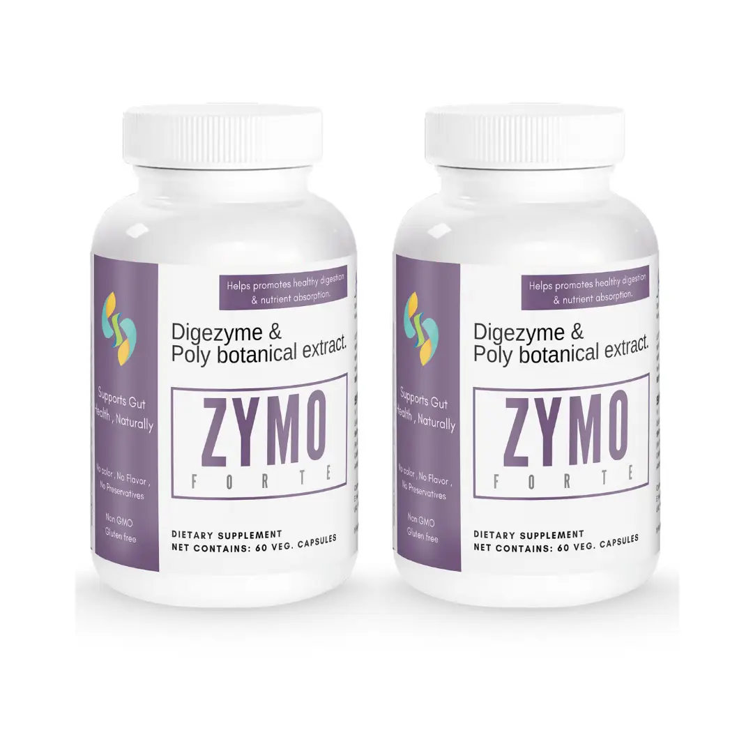 Sharrets ZYMO FORTE - Gut Health Supplement, Poly Botanical Extract & Multi Enzyme Complex - Pack of 2 (120 Capsules)