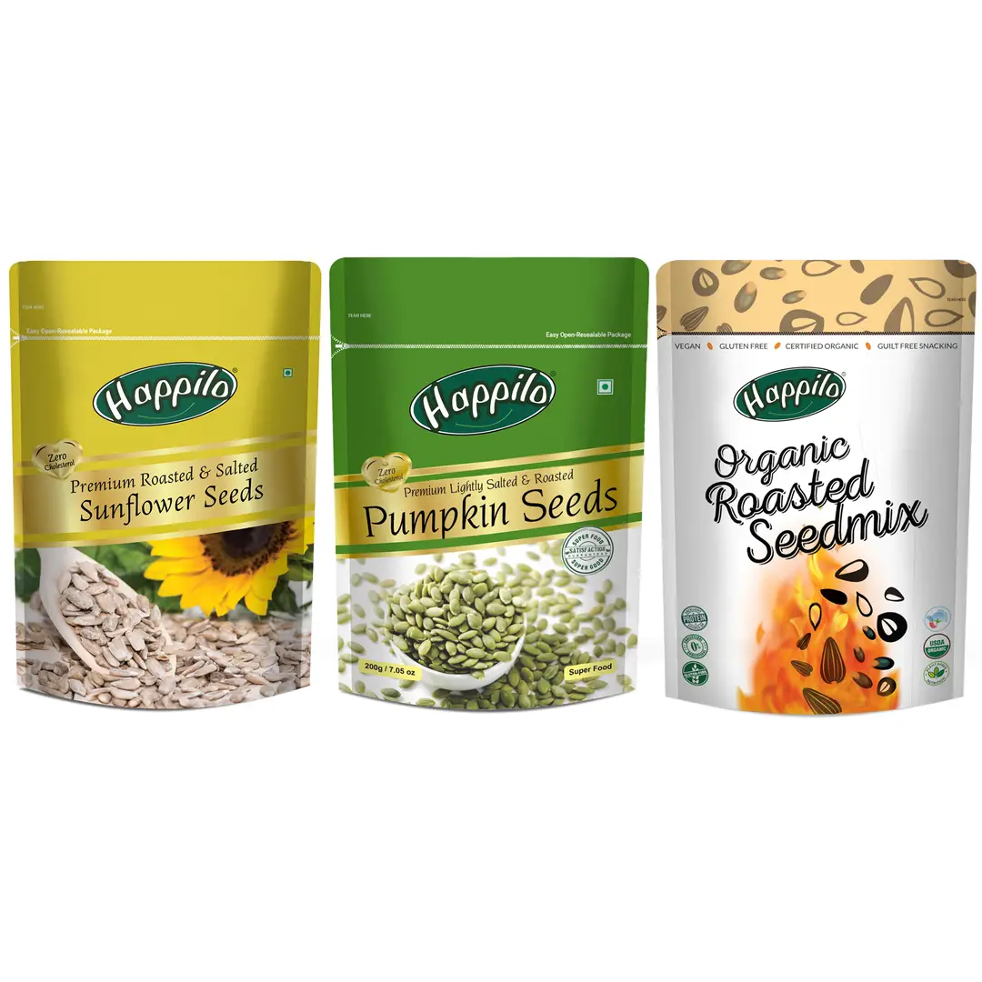 Happilo Healthy Seeds (Roasted Sunflower, Roasted Pumpkin and Roasted Seedmix) Combo - 700 gm