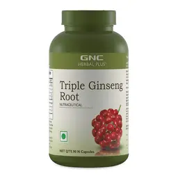 GNC Herbal Plus Triple Ginseng Root with Korean, American & Siberian Ginseng | Enhances Immunity | Boosts Strength & Stamina | Improves Alertness & Concentration icon