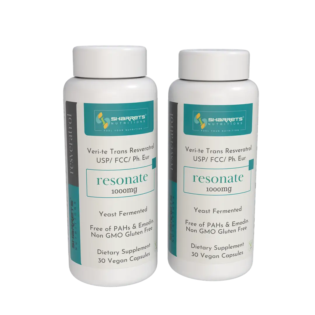 Sharrets Resonate - trans Resveratrol 1000mg for Heart & Skin care - Pack of 2 (60 Capsules)