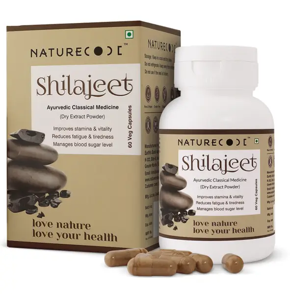 Nature Code Shilajeet Improves Stamina And Vitality - Pack of 1 (60 Capsules)