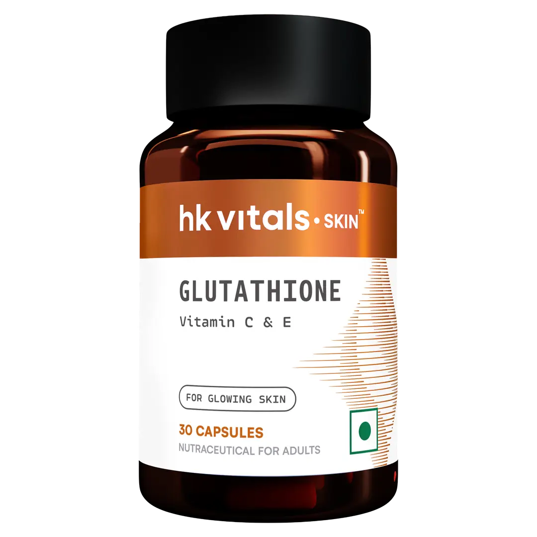 hk vitals Glutathione (30 Veg Capsules) | With Vitamin C & E, Biotin | For Skin Glow and Hydration - Pack of 1 (30 Capsules)