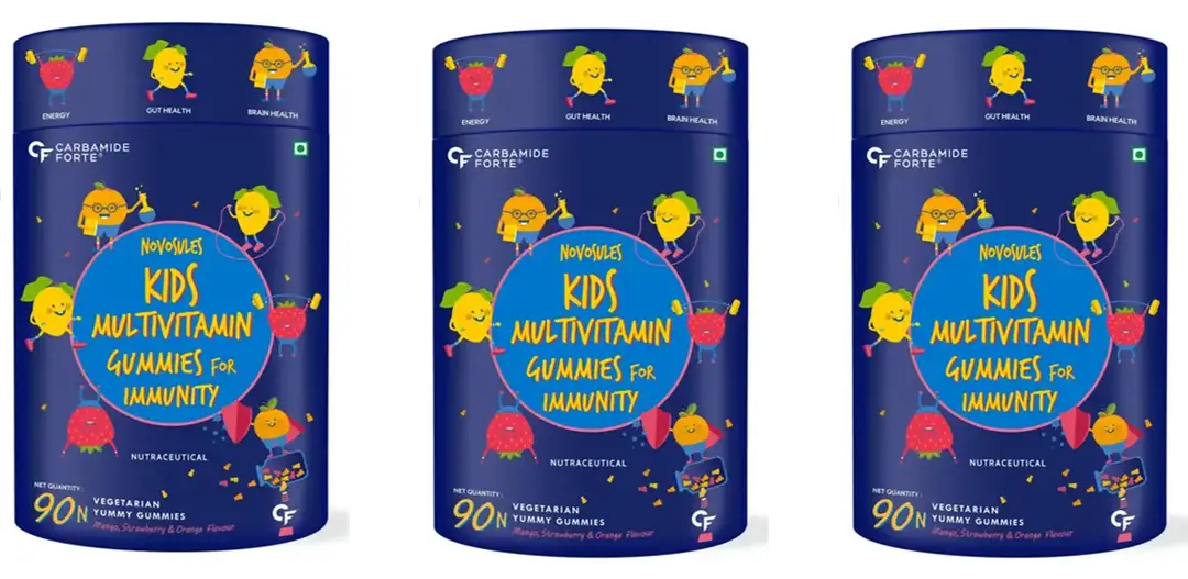 Carbamide Forte Multivitamin with Multi minerals,Probiotics for Bone Health - Pack of 3 (270 Gummies)