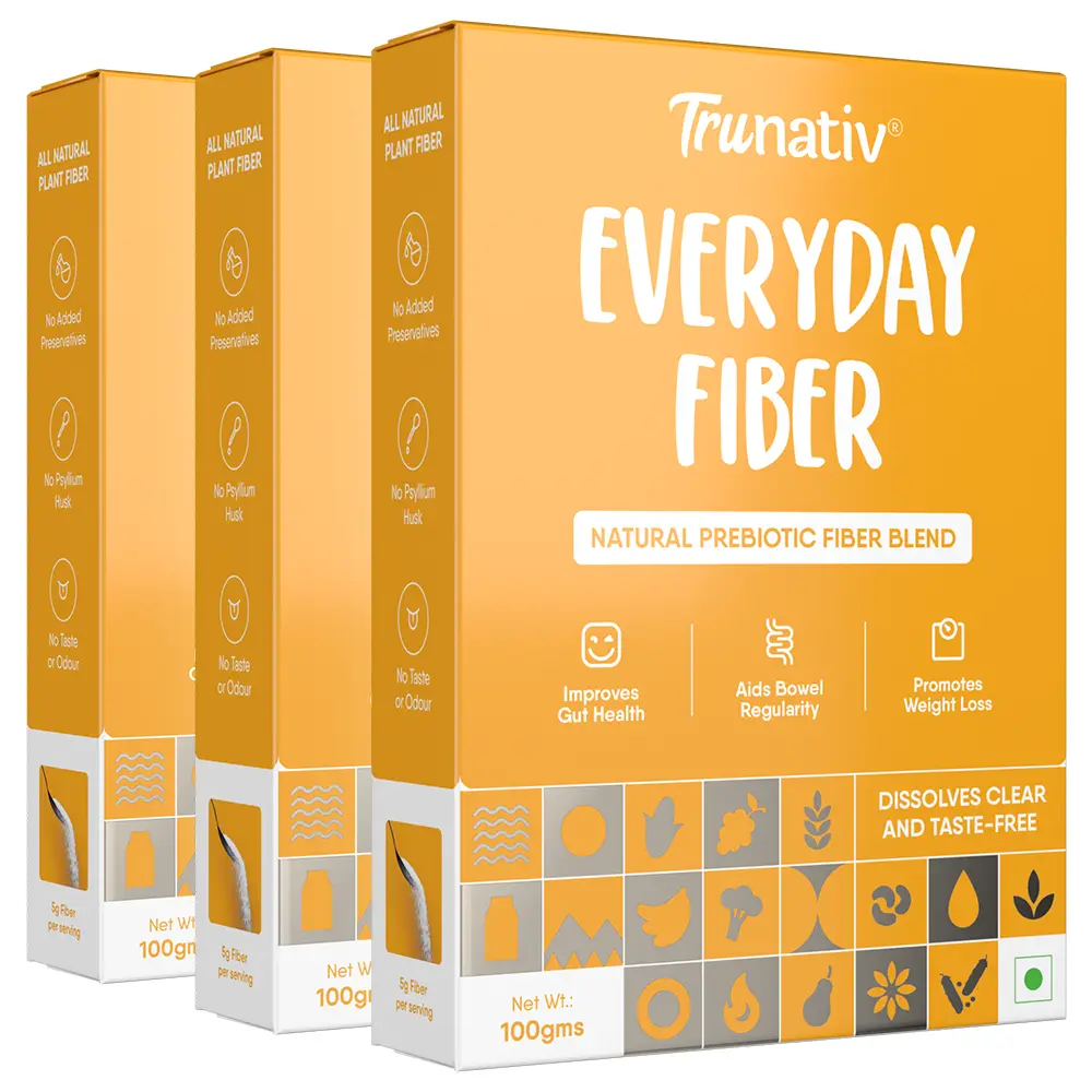 TruNativ Everyday Fiber Non-GMO & Gluten Free For Enhancing Digestive Health, Unflavoured | Plant Based Fibre Helps Weight Loss, Regulate Blood Sugar & Cholesterol Levels | Easy To Use| 100g - 300 gm