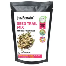 Jus Amazin -  Seed Trail Mix - with Watermelon Seeds, Flax Seeds, Chia Seeds, Pumpkin Seeds - for rich in dietary fiber, omega-3, iron and calcium (Pack of 6) icon