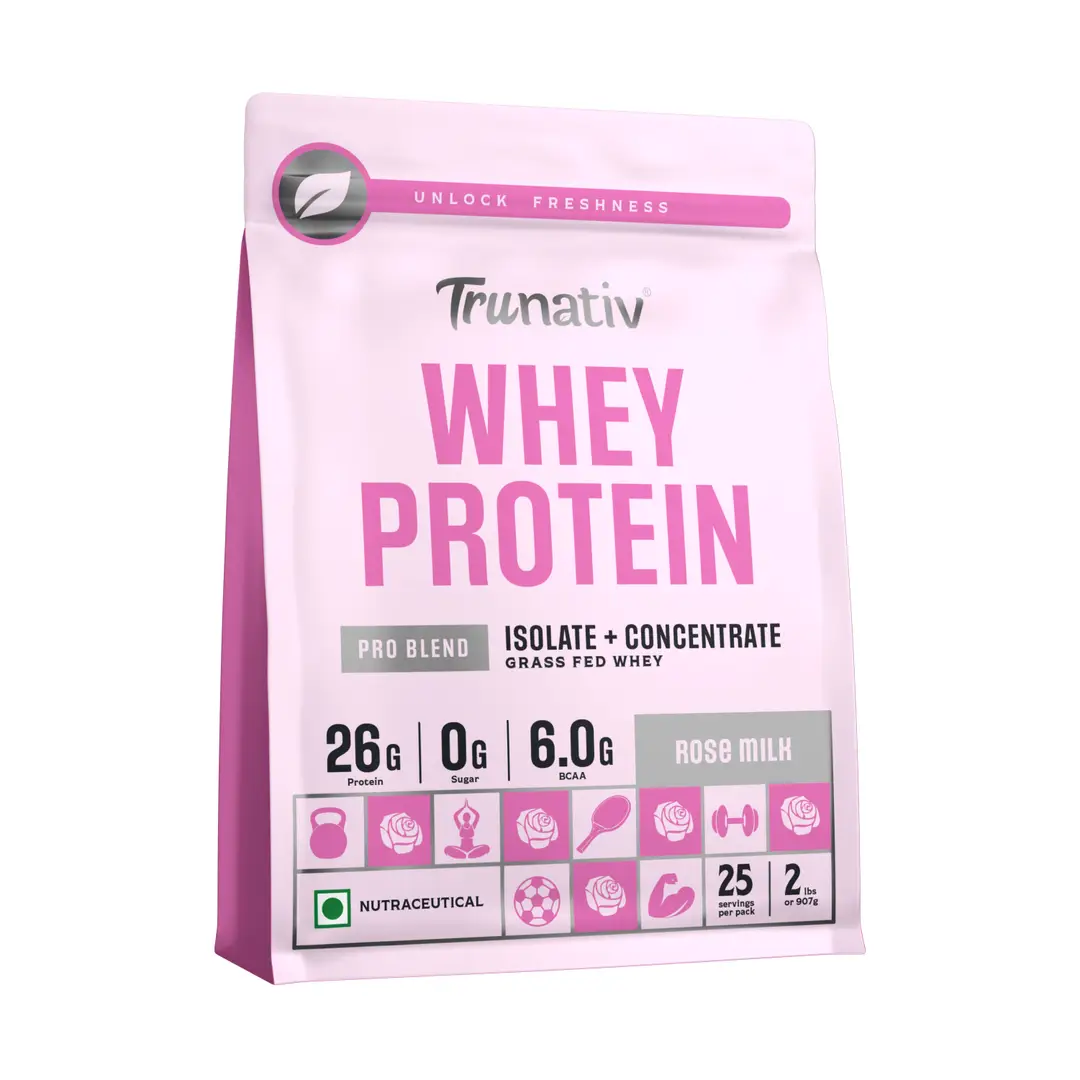 Trunativ Pro Blend Whey Protein with Grass-Fed Isolate & Concentrate for Muscle Recovery and Strength - Rose Milk,2 lb