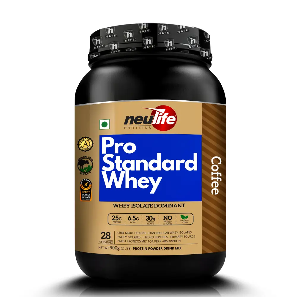 Neulife Pro Standard Advanced Whey Protein Isolate for Muscle Growth and Recovery - Coffee (900 gm)