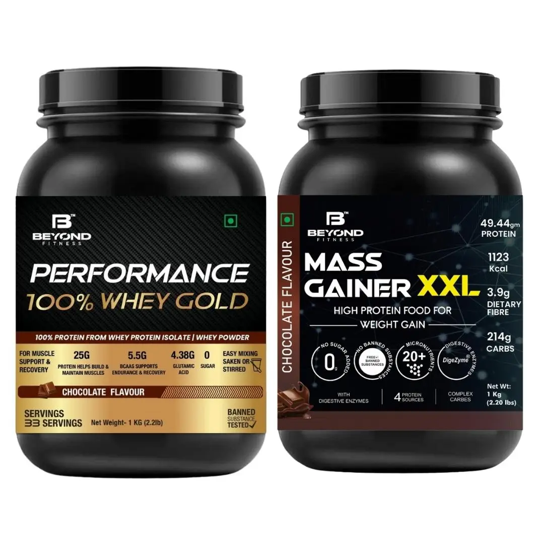 Beyond Fitness Super Gain Gold Combo (100% Whey Gold Protein and Mass Gainer XXL ) Combo - Whey Protein (2.2lb) and Mass Gainer XXL(2.2lb)
