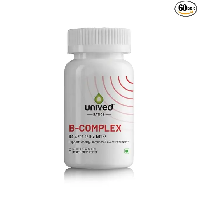 Unived - B-Complex - With Methyltetrahydrofolate - For Promoting Healthy Energy Levels - Pack of 1 (60 Capsules)