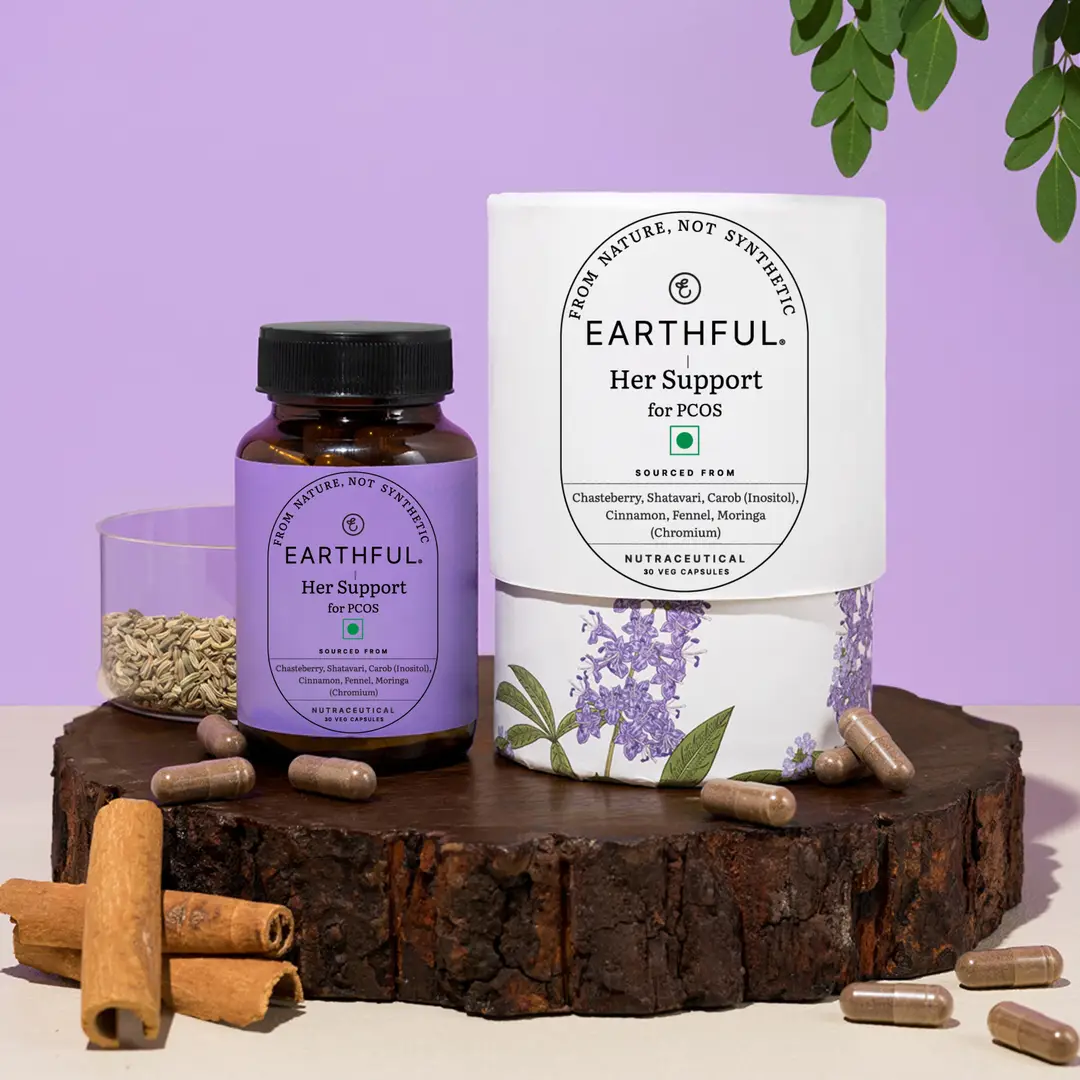 Earthful PCOS Balance with Fennel Extract and Moringa Leaf Extract for Promoting Better Cycle - Pack of 1 (30 Capsules)