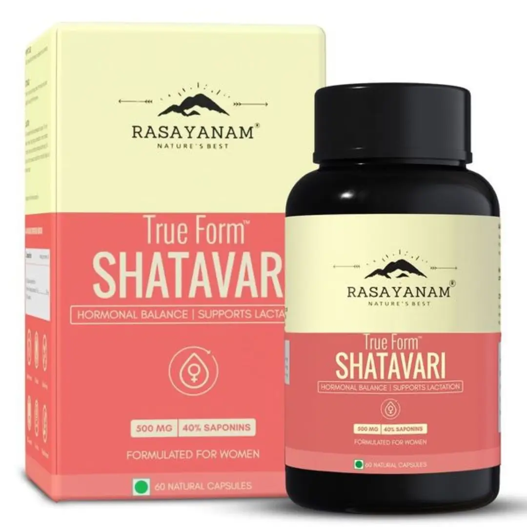 Rasayanam Shatavari 500mg with Highest Saponins 40% and Asparagus Racemosus for Women Hormonal Balance, Immunity and Vitality - Pack of 1 (60 Capsules)