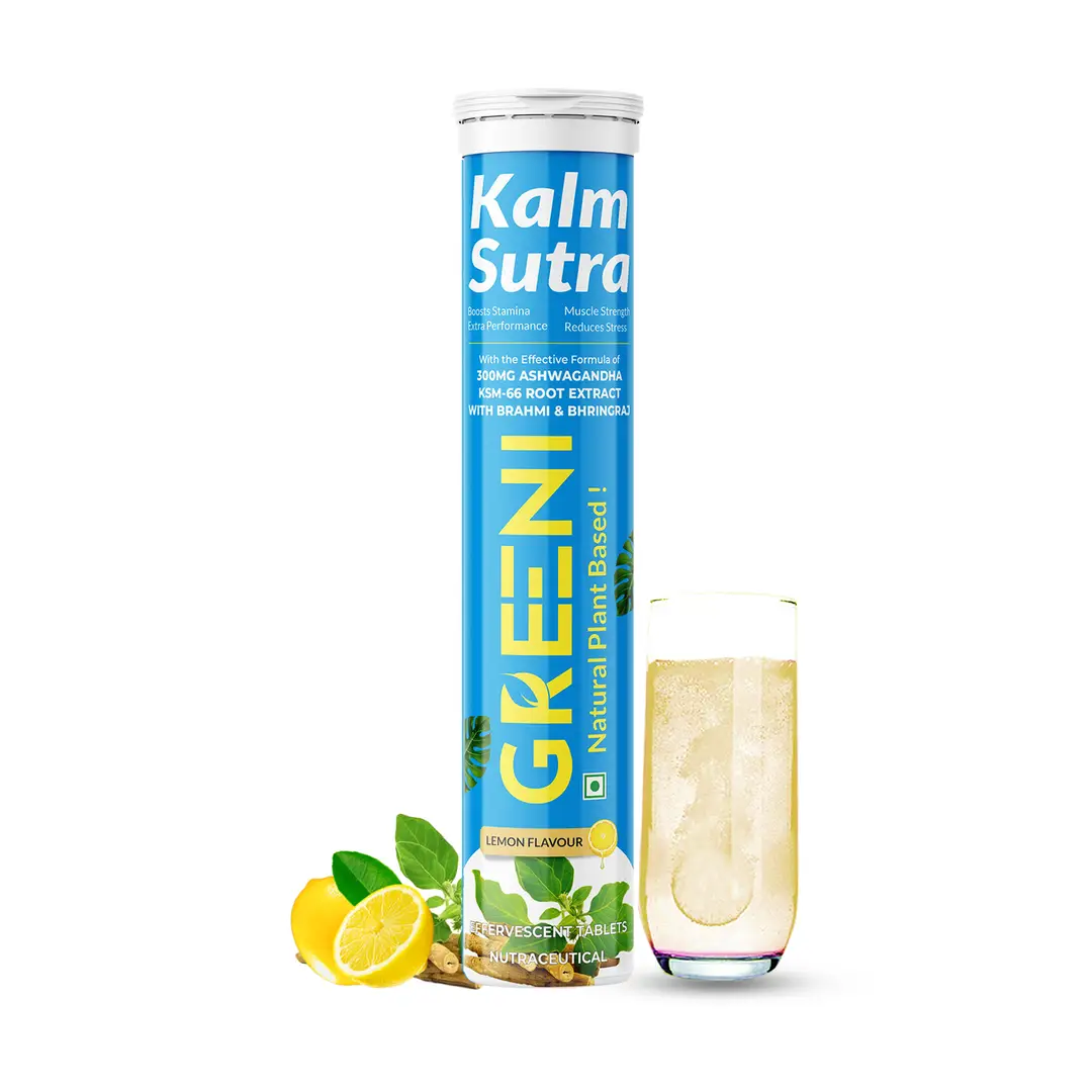 Greeni Kalm Sutra with Ashwagandha KSM 66 for Stamina, Muscle Strength and Extra Performance
- Pack of 1 (15 Effervescent Tablets)