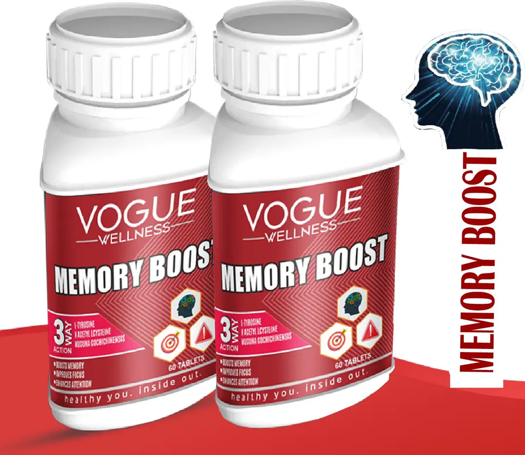 Vogue Wellness Memory boost for Memory Focus and Stress Relieving - Pack of 2 (120 Tablets)