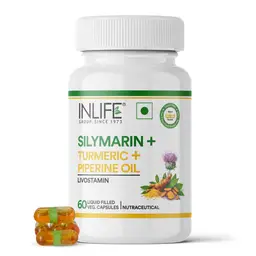 Inlife Silymarin Oil 200 mg with Turmeric & Piperine, Milk Thistle Extract Capsules for Liver Support and Antioxidant Formula