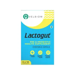 Velbiom Lactogut with Pre+Probiotic and Probiotics for Gut & Digestive Health and Immunity