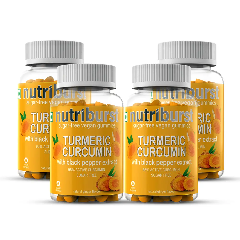 Nutriburst Turmeric Curcumin Gummies for Weight Management - Pack of 4(240 Gummies)