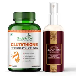 Simply Herbal 1000mg L Glutathione (60 Capsules) and L Glutathione Face Cream (50 gm) for All Skin Types, Radiant Skin Glowing, Anti Aging, Dark Spots removal, Pigmentation and Skin Care Cream  icon