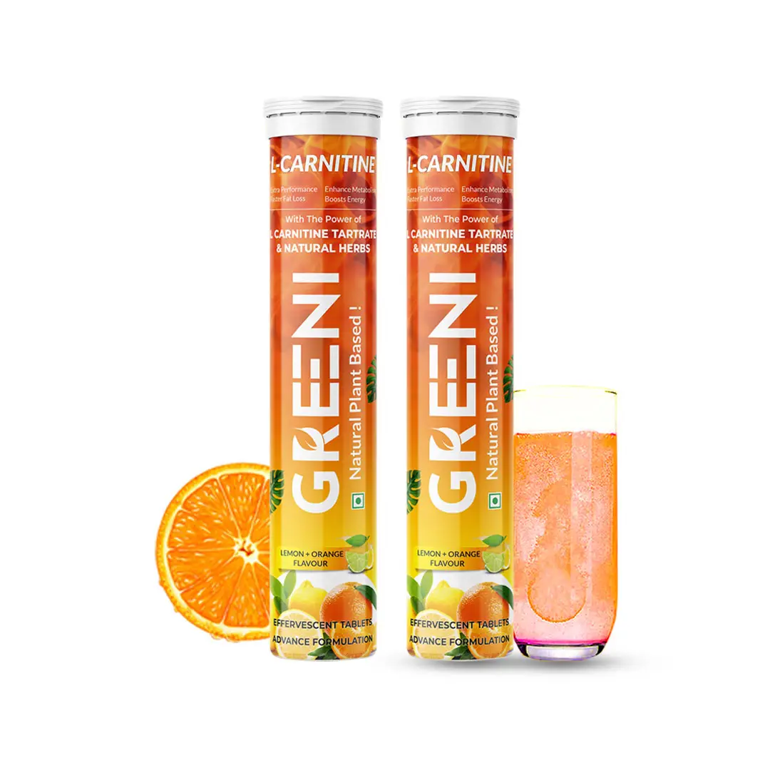 Greeni L Carnitine for Enchancing Metabolism and Boosts Energy
- Pack of 2 (30 Effervescent Tablets)