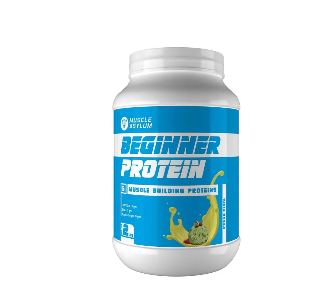 Muscle Asylum Beginner Protein Blend with 15g Protein for Muscle Building - Kesar Pista,2.2 lb
